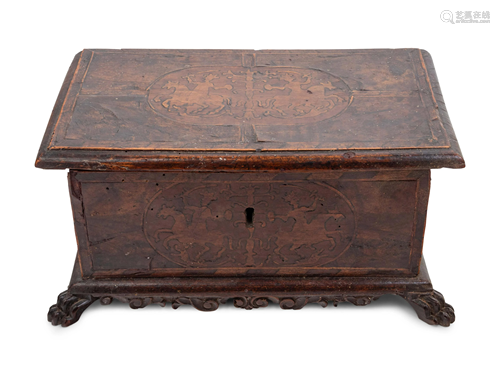 An Italian Walnut and Marquetry Table Casket