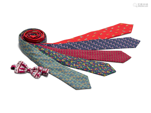 A Group of Men's Ties: One Bvlgari, One Thomas Pink,