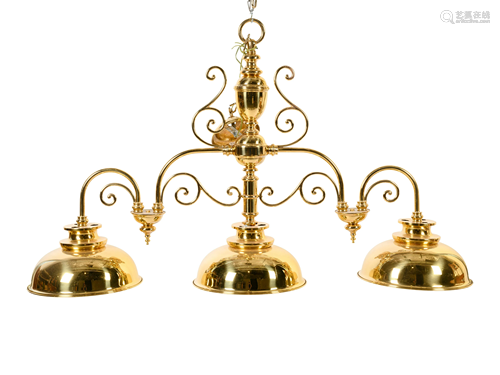 A Classical Brass Three-Light Fixture