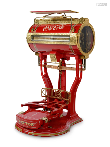 A Red Dayton Computing Scale with Coca-Cola