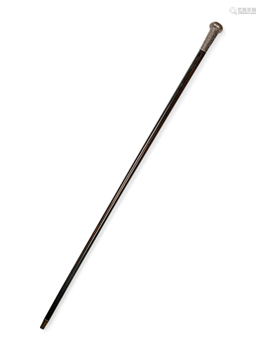 A Continental Silver Mounted Ebony Walking Stick