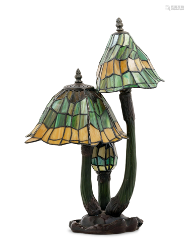 An Art Nouveau Style Cast and Patinated Bronze Leaded