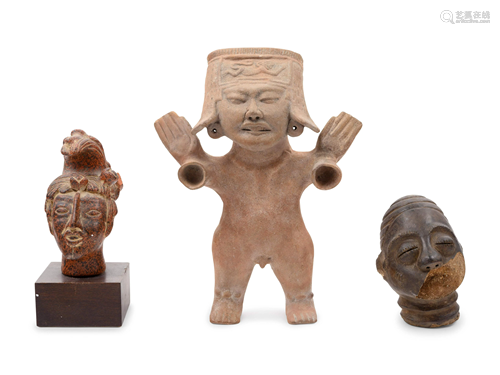 A West Mexican Smiling Figure and a Mayan Head After