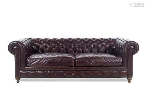 A Contemporary Tufted-Leather Upholstered Chesterfield