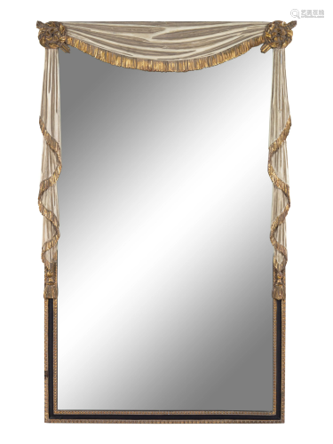 A White Painted and Parcel Gilt Trompe L'Oeil Mirror