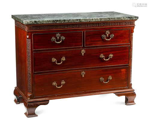 A George III Mahogany Marble-Top Chest of Drawers