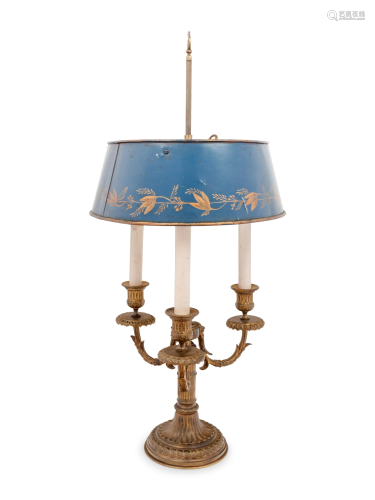 A Neoclassical Bronze Bouillotte Lamp