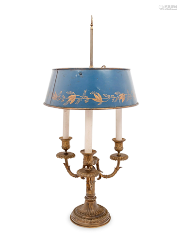 A Neoclassical Bronze Bouillotte Lamp