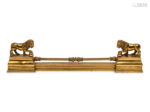 A Regency Style Gilt Bronze Fire Fender