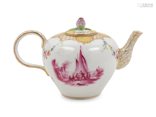 A Carl Thieme Porcelain Teapot