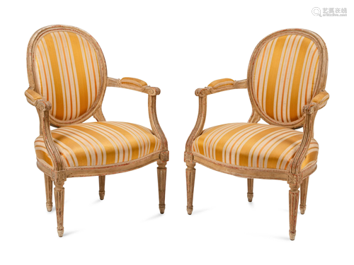 A Pair of Louis XVI Painted Fauteuils