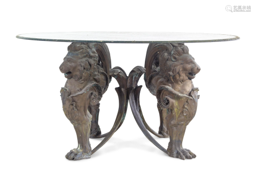 A Neoclassical Style Cast Metal Table Base with Lion