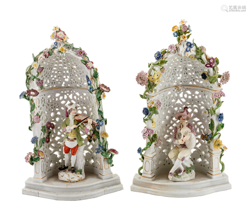 A Pair of Meissen Porcelain Figural Groups