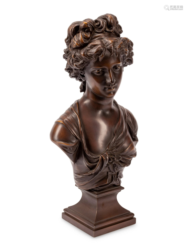 A French Bronze Bust Cast by L. Oudry & Cie.