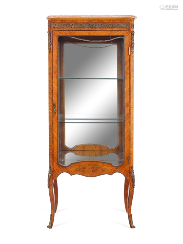 A Louis XV/XVI Transitional Style Marble-Top Vitrine