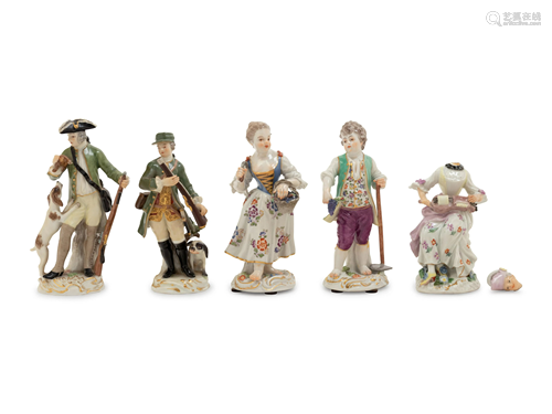 Five Meissen Porcelain Figures