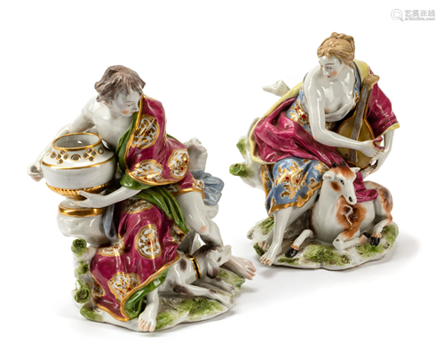 A Pair of Volkstedt Porcelain Figures of Ladies