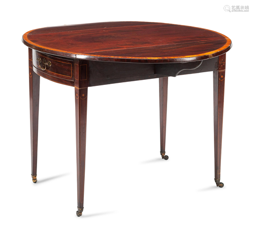 A George III Mahogany and Satinwood Pembroke Table