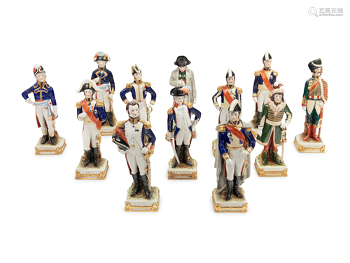 Twelve Scheibe-Alsbach Porcelain Figures of Napoleonic