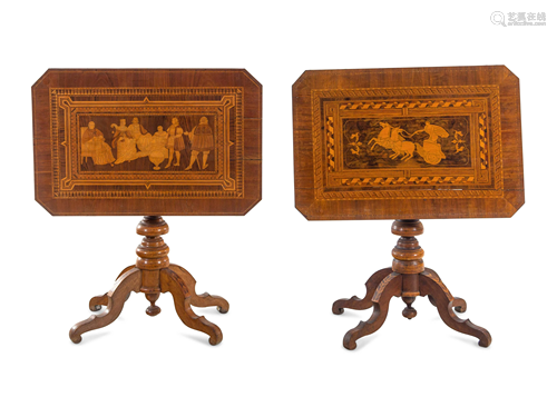 A Pair of Italian Parquetry Occasional Tables