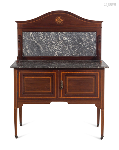 An Edwardian Mahogany Marble-Top Server or Washstand