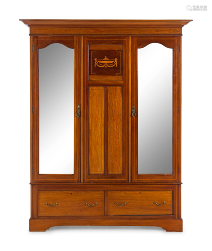 An Edwardian Marquetry and Mahogany Armoire