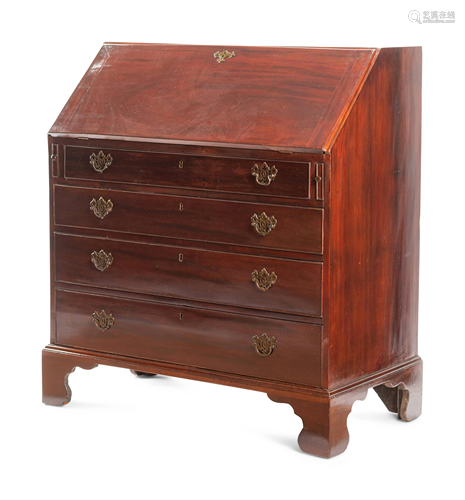 A George III Mahogany Slant-Front Bureau