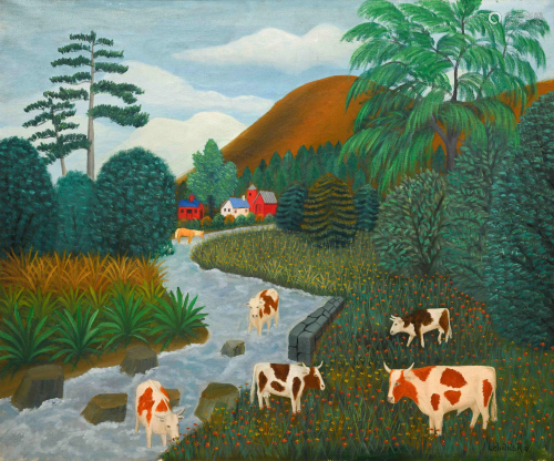 Lawrence Lebduska (American, 1894-1966) Cows Grazing