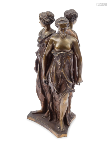 A Continental Bronze Group of the Three Graces
