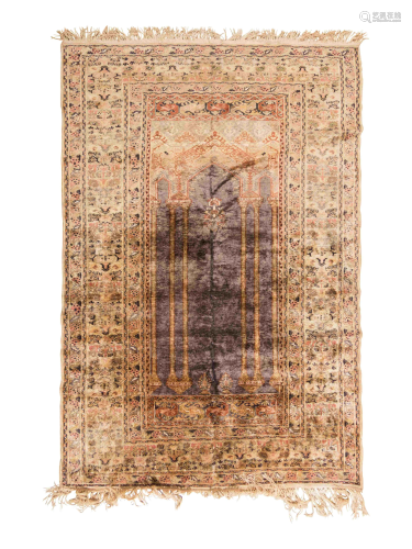 A Turkish Silk Prayer Rug