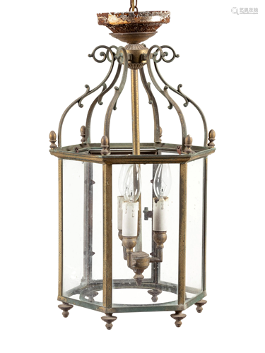 A Louis XV Style Brass Hall Lantern