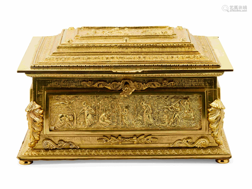 A French Gilt Bronze Jewelry Casket