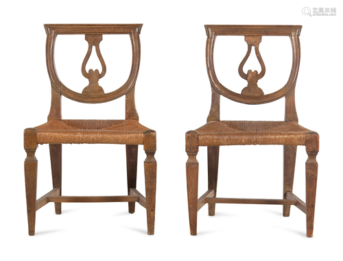 A Pair of Italian Rush-Seat Child's Chairs