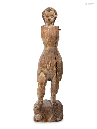 An Italian Carved Wood Ecclesiastical Figure