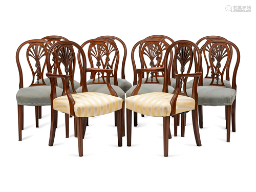 A Set of Ten George III Style Mahogany Dining Chairs