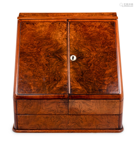 A Large English Brass Mounted Walnut Stationery and