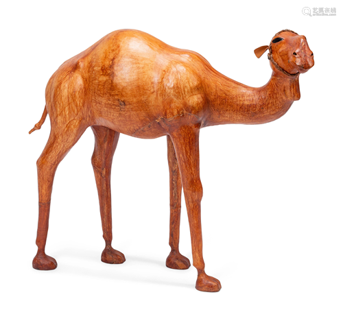 A Large Leather-Veneered Model of a Camel