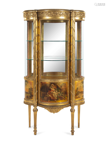 A Louis XV Style Giltwood and Vernis Martin Vitrine