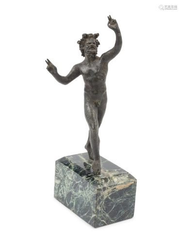 A Grand Tour Bronze Figure of the Pompeiian Faun on a