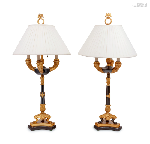 A Pair of Louis Philippe Style Gilt and Patinated