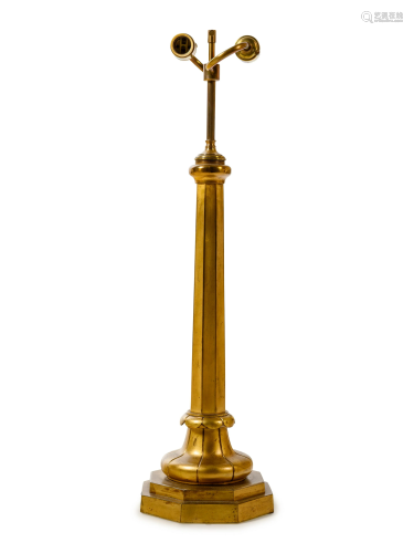 A Gilt Bronze Columnar Table Lamp