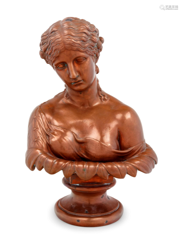 A Cast Copper Bust of Clytie