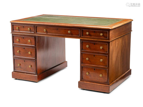 A Victorian Mahogany Pedestal Desk