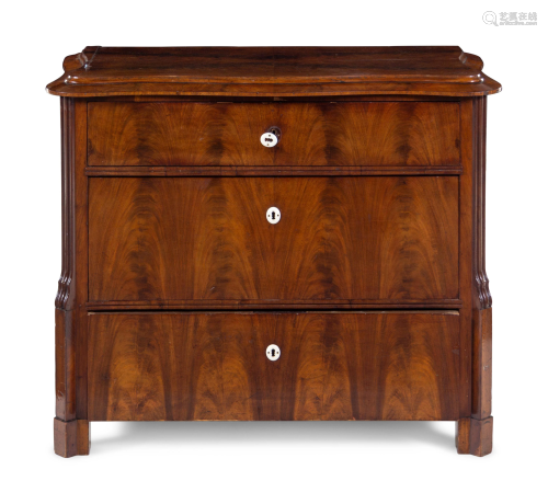 A Continental Mahogany Veneered Chest of Drawers