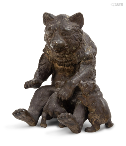 A French Cast Bronze Bear-Form Encrier