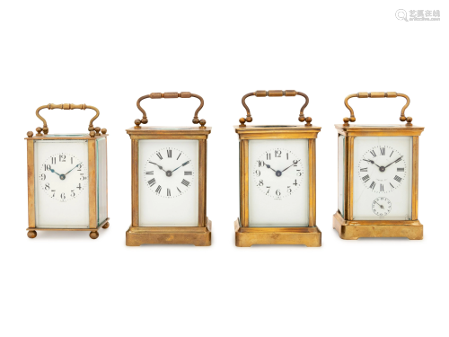 Four French Brass Carriage Clocks