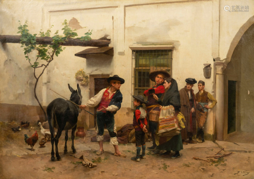 Jules Worms (French, 1832-1914) Bartering the Donkey