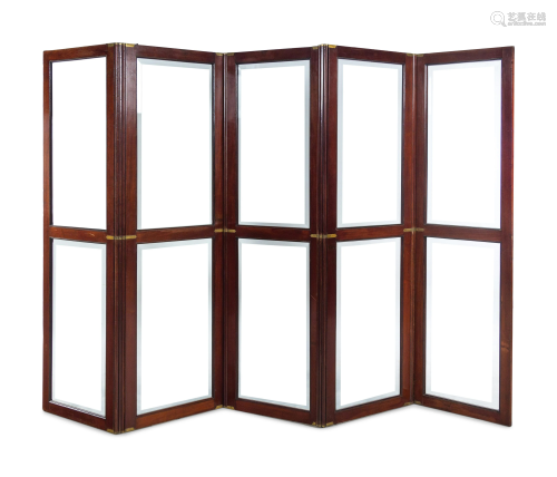 A Directoire Style Mahogany and Glass Five-Panel Floor
