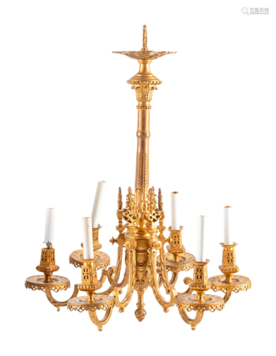 A French Gilt Bronze Six-Light Chandelier