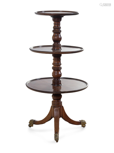 A Regency Mahogany Three-Tier Dumbwaiter